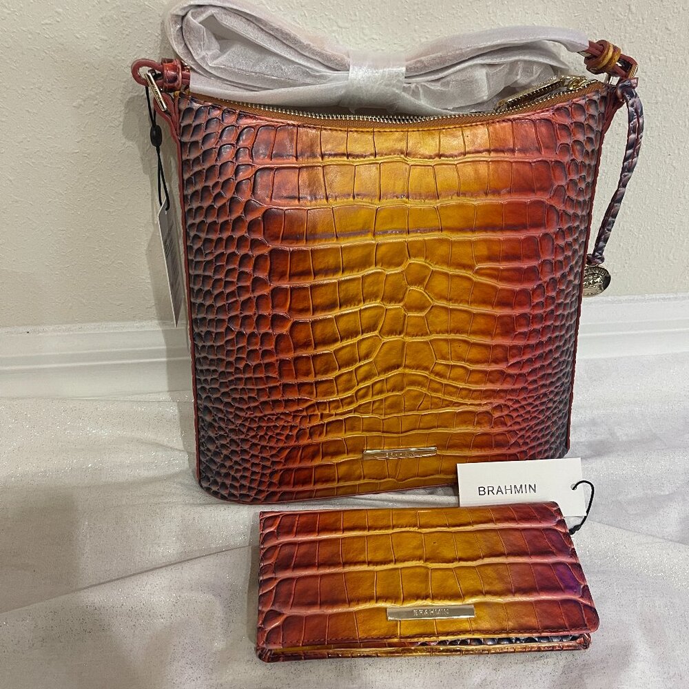 Brahmin Katie Handbag & Addy Wallet Bundle in Sunrise Millenia w/Shopping Bag